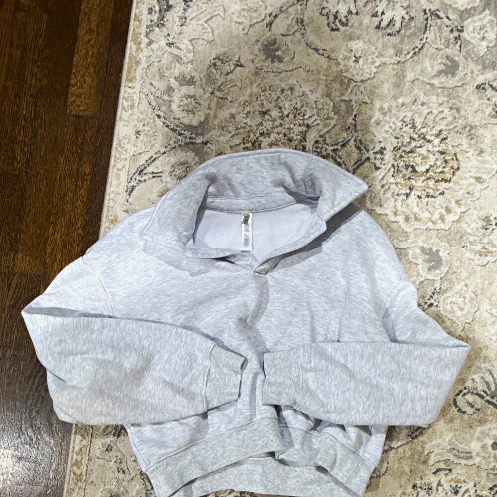 Skims Women’s Gray Fleece Hooded Pullover Hoodie Solid Long Sleeve Casual Size S